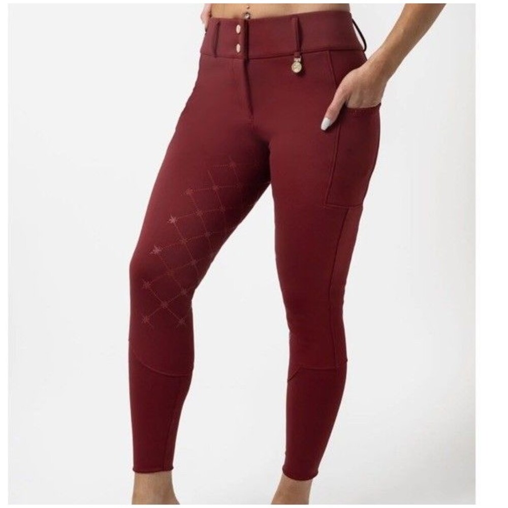 NWT SYNC Equestrian Winter Pro Riding Breeches Full Seat Red Pants Womens Medium